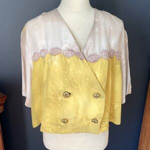 Vintage Distressed Mixed Media California Cover Bleach Washed Oversized Top